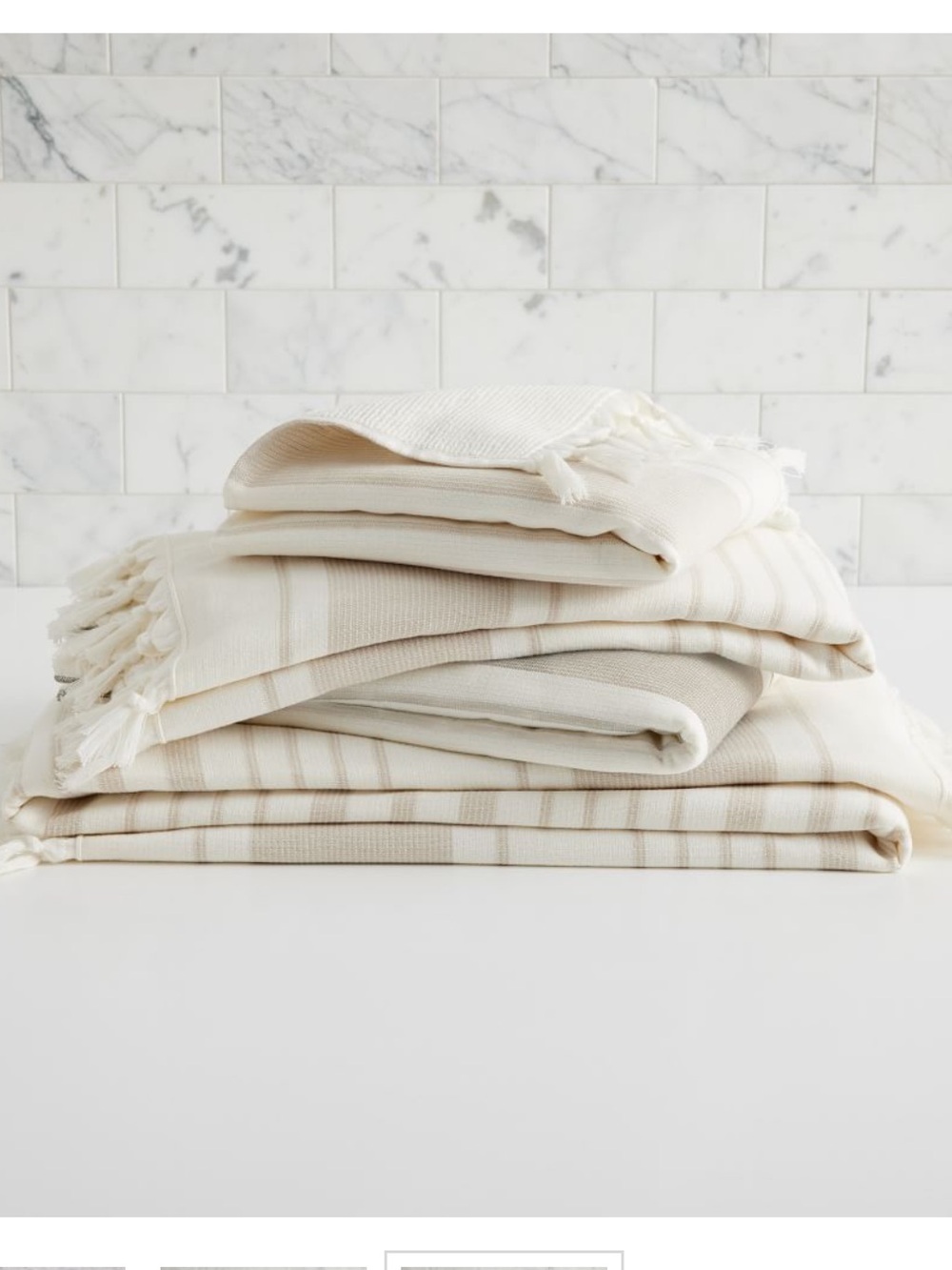 West Elm Sand-Colored Cotton Tassel Towels
